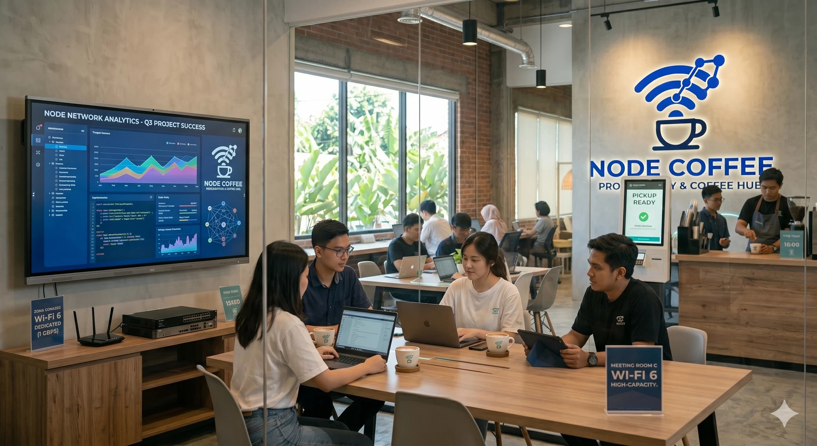 Node Coffee — Suasana coworking space